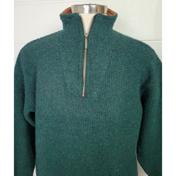 Vintage‎ Orvis Mens Green Flecked Wool Blend 1/4 Sweater Jacket USA Large - Picture 2 of 9